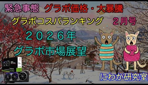 【グラボ価格暴騰】グラボコスパランキング２６年２月号